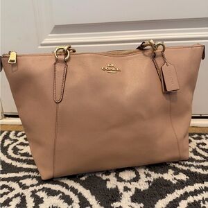Coach Beige Leather Tote Bag
